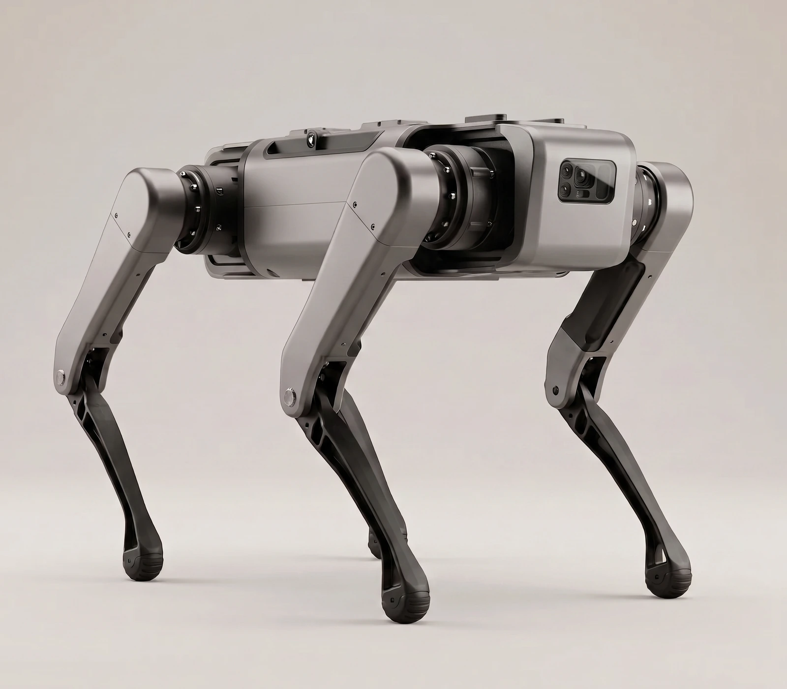 Kinatric D2 compact quadruped robot in a studio setting
